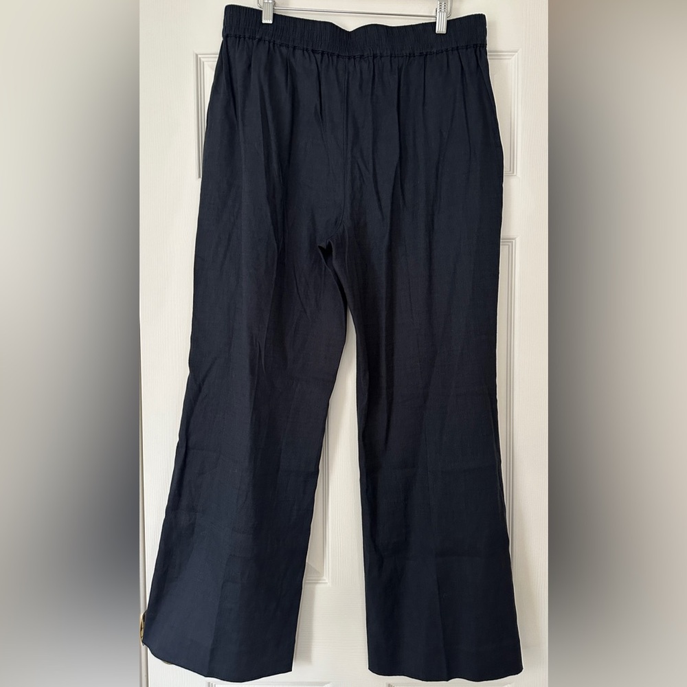 Cabi Linen Spandex Stretch Blend Finale Navy Trousers Pants Pockets #6425 - Picture 12 of 16